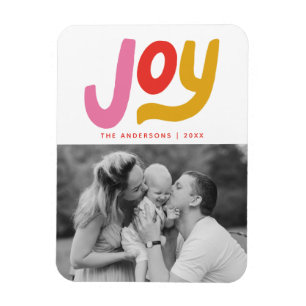 Colourful Modern Joy Holiday Photo Magnet