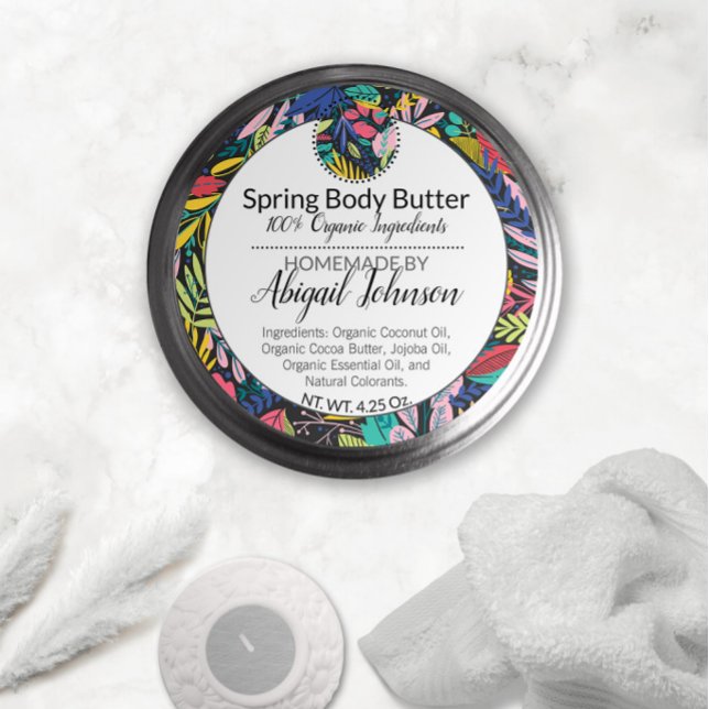 Colourful Modern Leaves Body Butter / Scrub Label (Creator Uploaded)