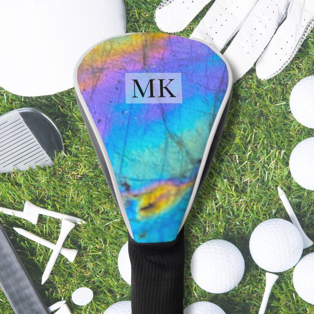 Colourful Modern Luxury Initial Monogram Golf Head Cover (Colorful Modern Crystal Stone Initial Monogram Golf Head Cover)