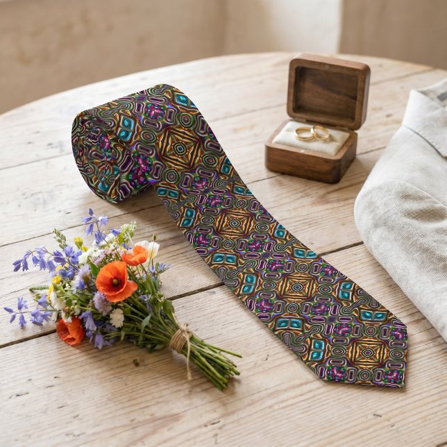Colourful Modern Mandala Aztec Mosaic Pattern Tie (Creator Uploaded)