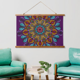 Colourful Modern Mandala Trippy Psychedelic Hippi Hanging Tapestry