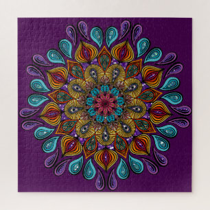  Colourful Modern Mandala Trippy Psychedelic Hippi Jigsaw Puzzle