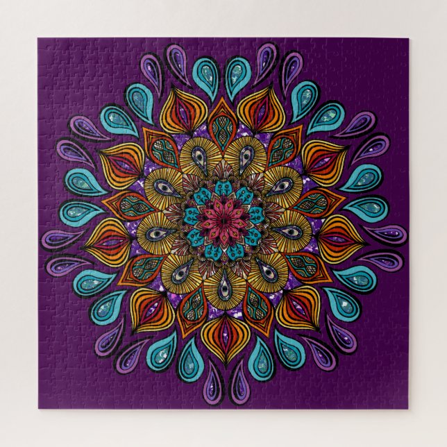  Colourful Modern Mandala Trippy Psychedelic Hippi Jigsaw Puzzle (Vertical)