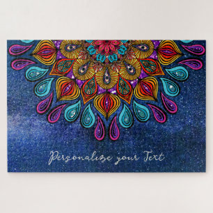  Colourful Modern Mandala Trippy Psychedelic Hippi Jigsaw Puzzle