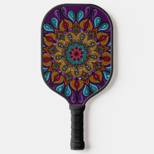  Colourful Modern Mandala Trippy Psychedelic Hippi Pickleball Paddle