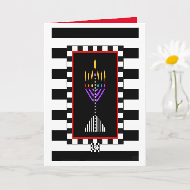 Colourful Modern Menorah Greeting Card (Small Plant)