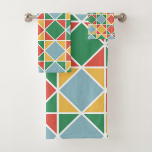Colourful modern midcentury l Multi colours Green Bath Towel Set