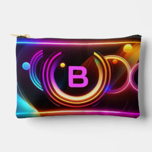 Colourful Modern Monogram Neon Personalised Accessory Pouch