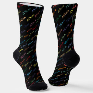 Colourful Modern Monogrammed Simple Black Classic Socks