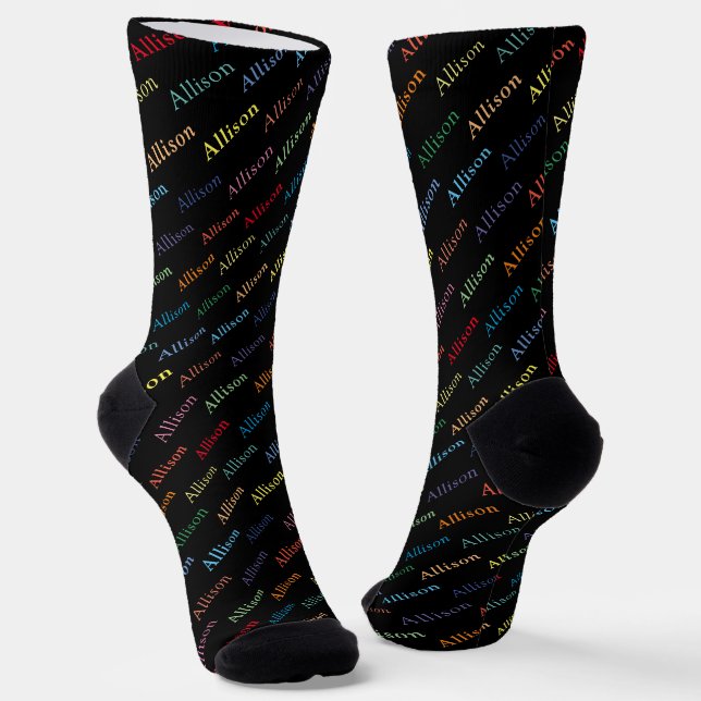 Colourful Modern Monogrammed Simple Black Classic Socks (Angled)