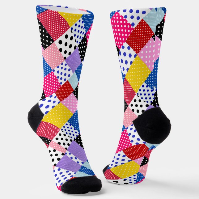Colourful Modern Mosaic Dots Pattern           Socks (Angled)