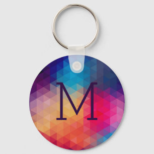 Colourful Modern Mosaic Geometric Pattern Key Ring