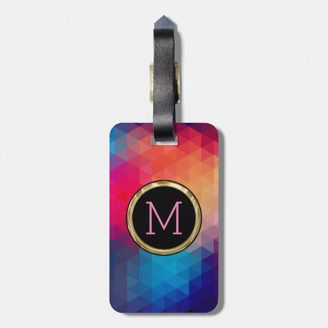 Colourful Modern Mosaic Geometric Pattern Luggage Tag (Back Vertical)