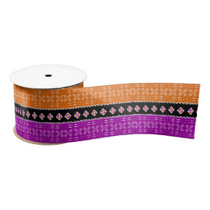 Colourful Modern Mud Cloth Design  Satin Ribbon
