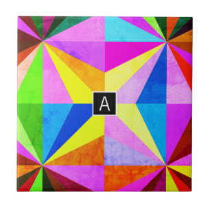 Colourful Modern Multi-Coloured Geometric   Ceramic Tile