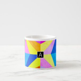Colourful Modern Multi-Coloured Geometric   Espresso Cup