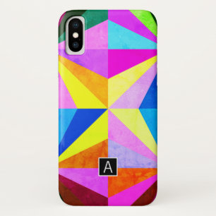 Colourful Modern Multi-Coloured Geometric   Monogr iPhone X Case