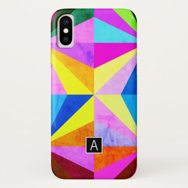 Colourful Modern Multi-Coloured Geometric | Monogr Case-Mate iPhone Case (Back)