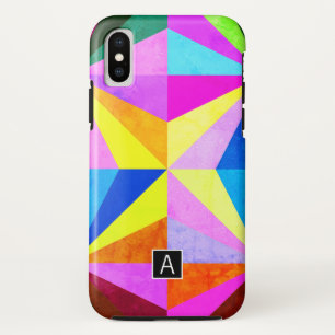 Colourful Modern Multi-Coloured Geometric   Monogr iPhone X Case