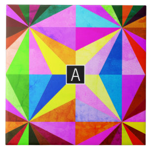 Colourful Modern Multi-Coloured Geometric   Monogr Ceramic Tile