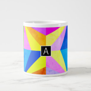Colourful Modern Multi-Coloured Geometric   Monogr Large Coffee Mug