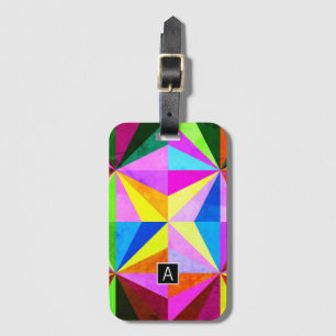 Colourful Modern Multi-Coloured Geometric   Monogr Luggage Tag