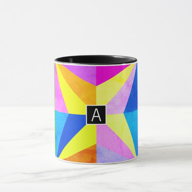 Colourful Modern Multi-Coloured Geometric | Monogr Mug (Center)