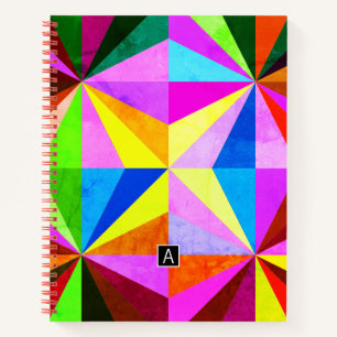 Colourful Modern Multi-Coloured Geometric   Monogr Notebook