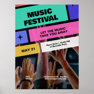 Colourful Modern Music Festival, Musical Party Poster
