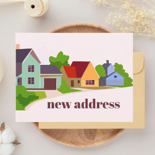 Colourful Modern New Home New Address Moving Postcard