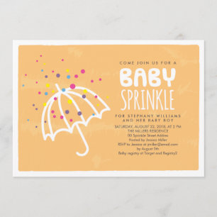 Colourful Modern Orange Baby Sprinkle Invitation
