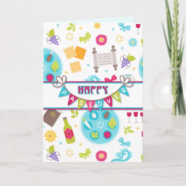 Colourful Modern Passover Greeting Card (Front)