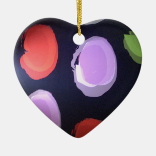 Colourful Modern Pattern Polka Dot Art Print Ceramic Ornament (Front)