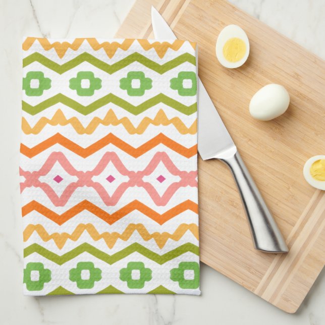 Colourful modern pattern tea towel (Quarter Fold)