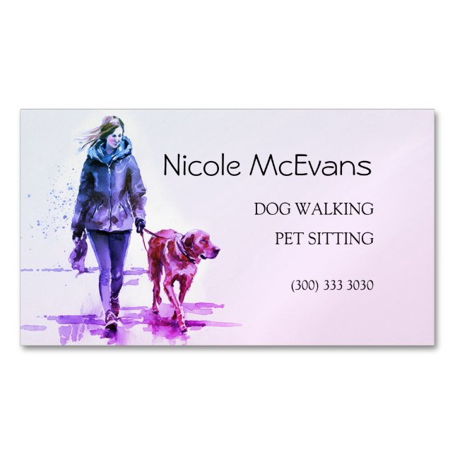 Colourful Modern Pet Care Services Magnetic Business Card (Front)