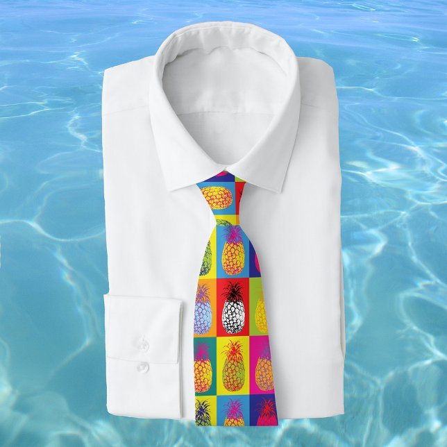 Colourful Modern Pineapple Pop Art Fruit Pattern Tie (Creator Uploaded)