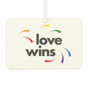 Colourful, modern, playful design of Love Wins Car Air Freshener
