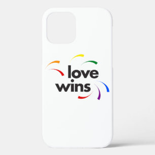 Colourful, modern, playful design of Love Wins iPhone 12 Case