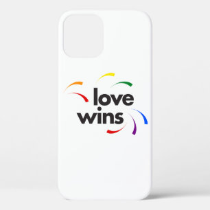 Colourful, modern, playful design of Love Wins iPhone 12 Case