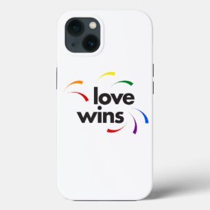 Colourful, modern, playful design of Love Wins iPhone 13 Case