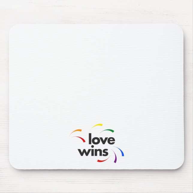 Colourful, modern, playful design of Love Wins Mouse Pad (Front)
