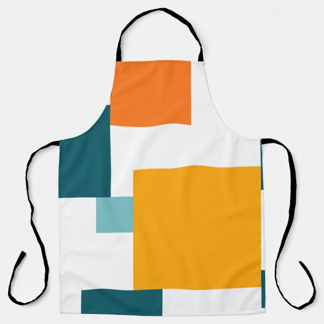 Colourful, modern, playful square geometric patter apron (Front)