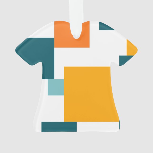 Colourful, modern, playful square geometric patter ornament (Back)