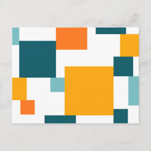 Colourful, modern, playful square geometric patter postcard