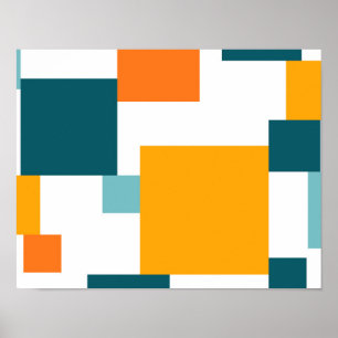 Colourful, modern, playful square geometric patter poster