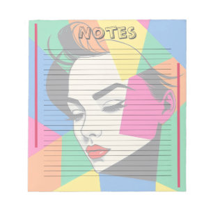 Colourful Modern Pop Art Woman Lined Notepad