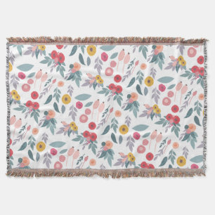 Colourful Modern Pretty Floral Pattern Throw Blanket