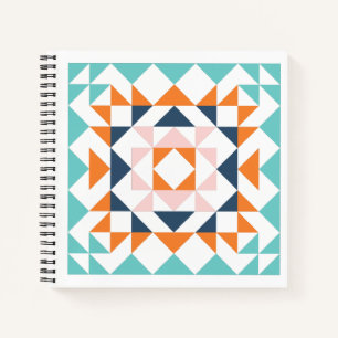 Colourful Modern Quilt Block Geometric Art Notebook