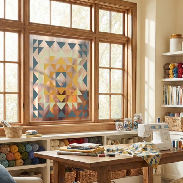 Colourful Modern Quilt Block Geometric Earthy Teal (Creator Uploaded)