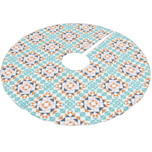 Colourful Modern Quilt Block Geometric Pattern Brushed Polyester Tree Skirt